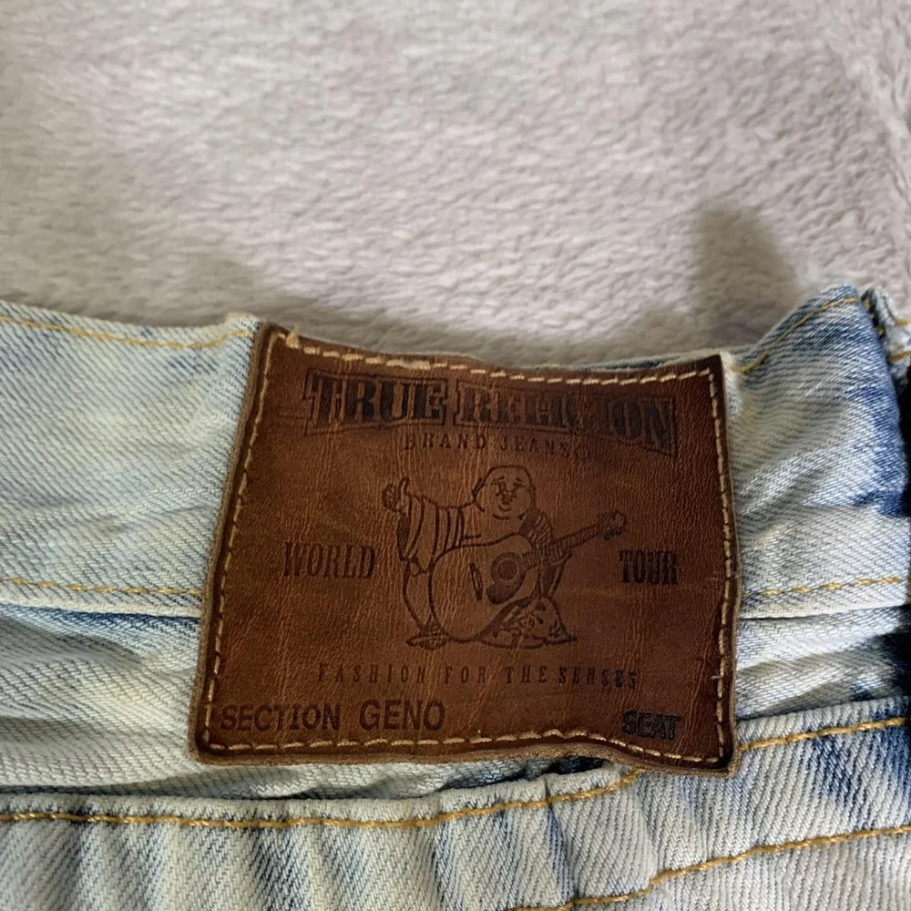 True Religion Geno Jeans Mens 36x31 Blue Acid Wash Straight USA‎ Made Vintage